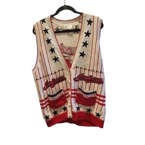 Vintage Cleveland Indians Wahoo Womens Red White & Blue Marisa Christina Vest XL